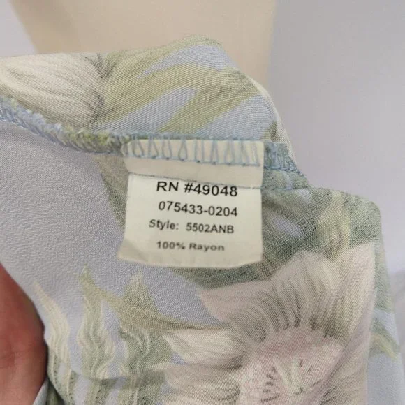 Vintage Kaua'iana Hawaiian Midi Dress Size M Petite Blue Floral Tropical *FLAWS - Picture 14 of 14